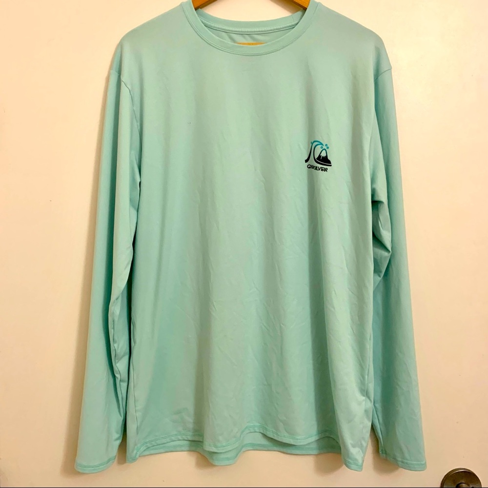 Men's Quiksilver Heritage Long Sleeve Surf Shirt XL UPF 50 Moisture Wicking Teal
